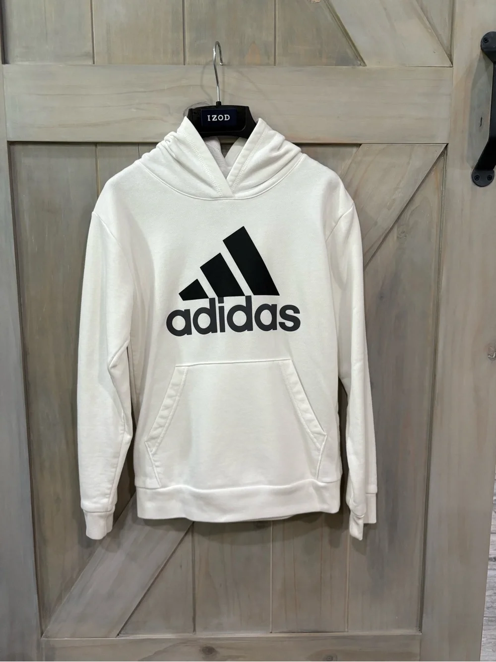 Adidas Kids White Hoodie with Black Logo